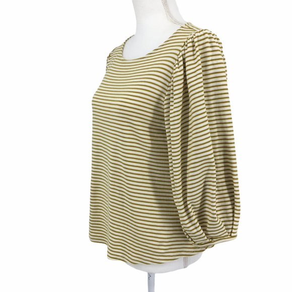 Eri + Ali Anthro Mustard White Striped Blouse - Picture 9 of 14